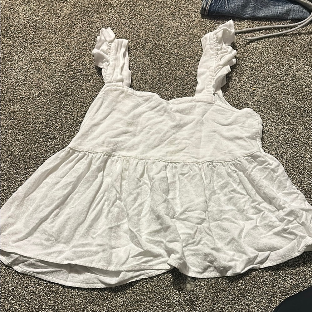 White Ruffled Women's Top